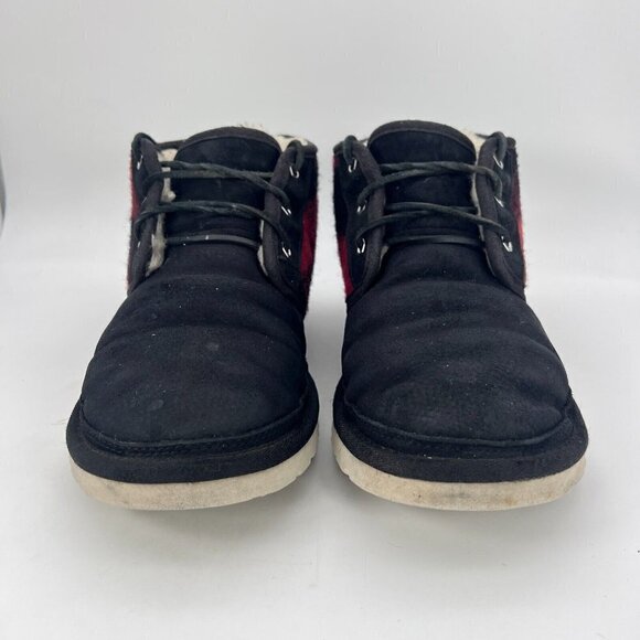 UGG Neumel Men Size 10 Wool Suede Classic Boot Plaid Tartan Red Black 1019683 - Picture 3 of 12